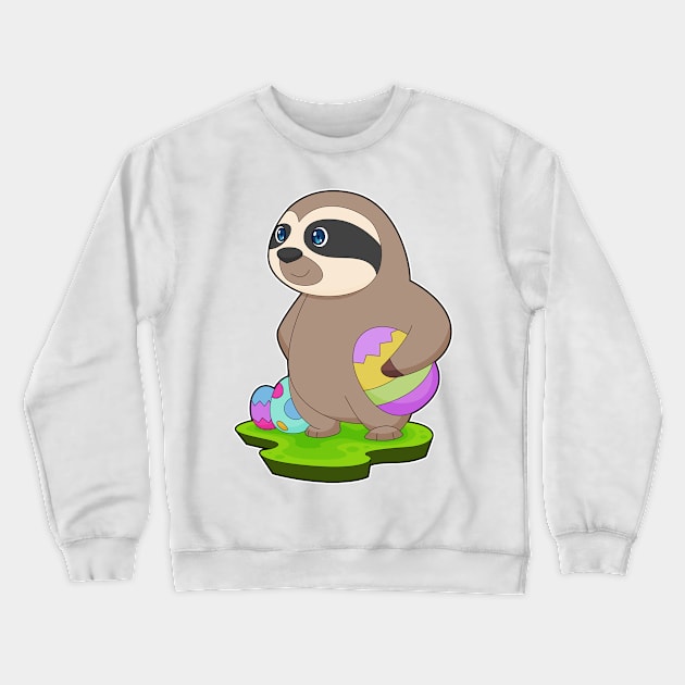 Sloth Easter Easter eggs Crewneck Sweatshirt by Markus Schnabel